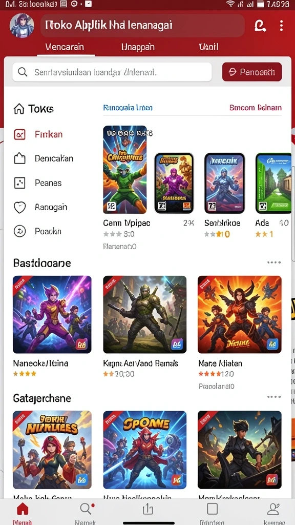 Tangkapan layar menunjukkan berbagai opsi permainan yang tersedia.