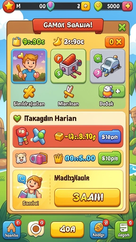 Tangkapan layar menunjukkan karakter utama RAJACUAN dalam aksi.
